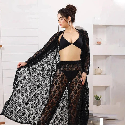New Net Silky & Sleepy  Premium 4-Piece Floral Nighty Set